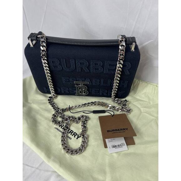 Burberry Navy Small Lola Horseferry Logo Canvas Bag 319690 - Picture 1 of 10